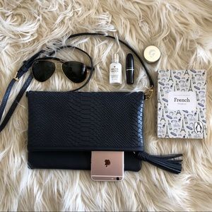 Gigi New York Navy Blue Foldover Clutch